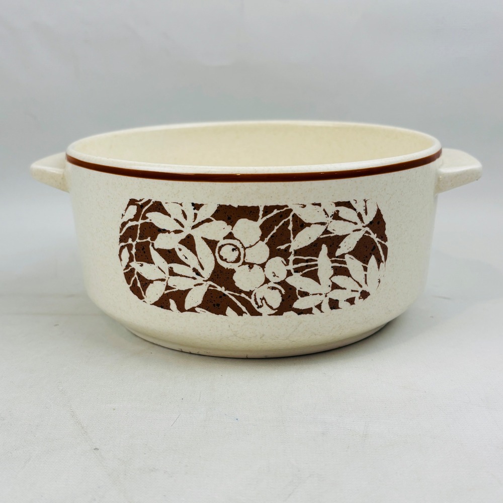 Lenox Woodspice 6.5" Round Open Casserole Dish Vegetable Bowl Brown Floral Vtg
